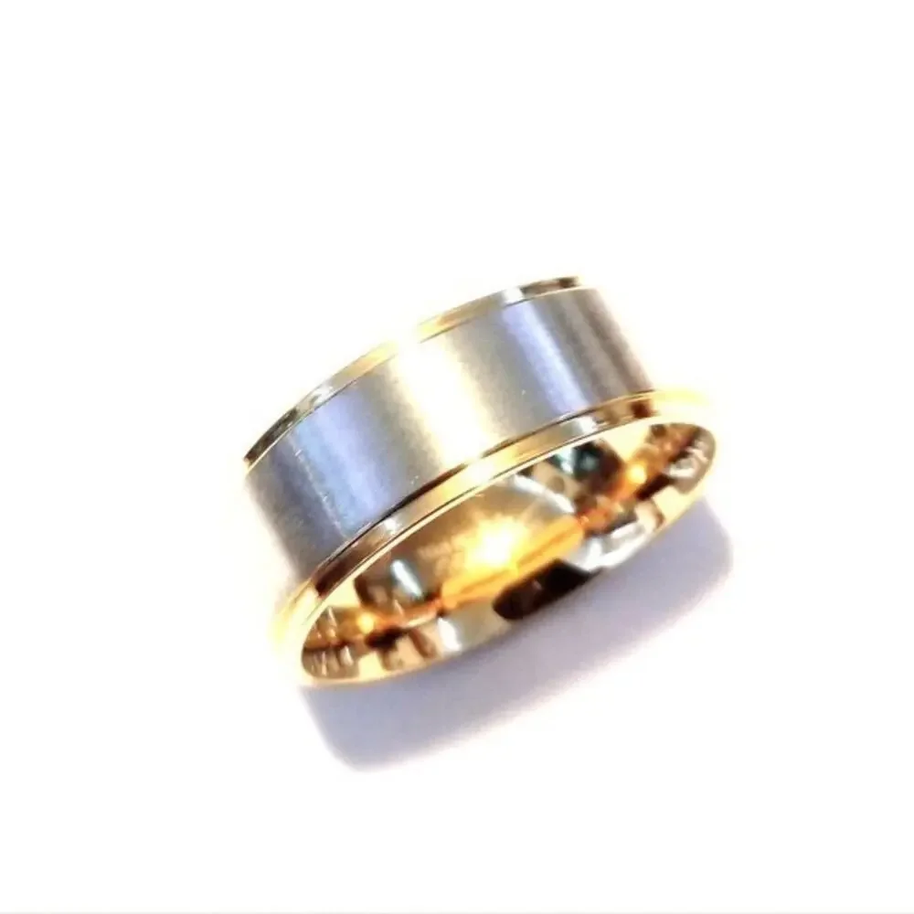 New stainless‎ steel two tone ring size 7